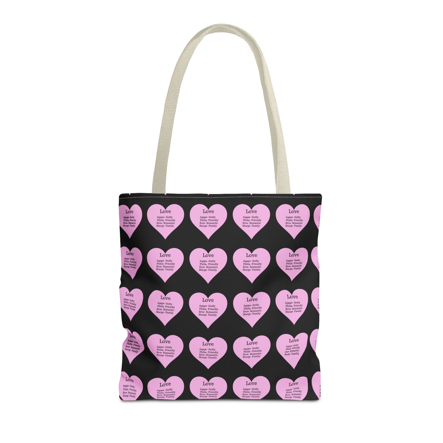 Pink Hearts Tote Bag (Black)