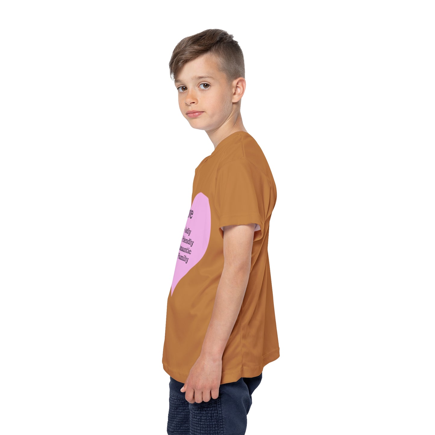 Types of Love Heart Kids Performance Jersey (Light Brown)