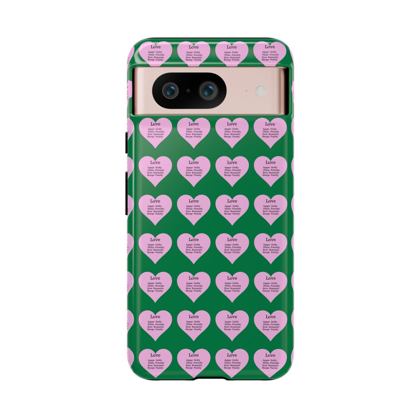 Hearts-A-Flutter Phone Case (iPhone, Google Pixel)(Dark green)