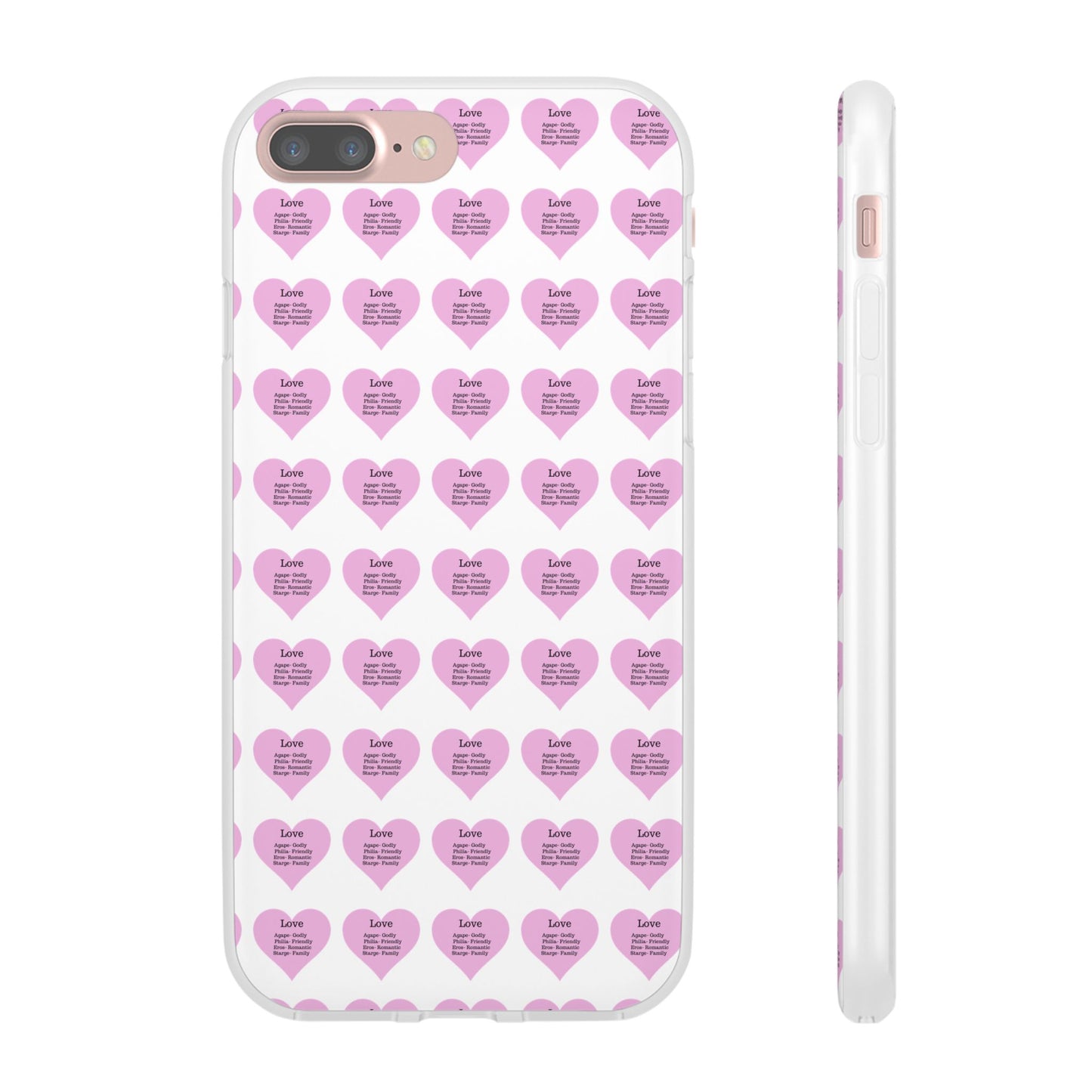 Pink Hearts Transparent Phone Case
