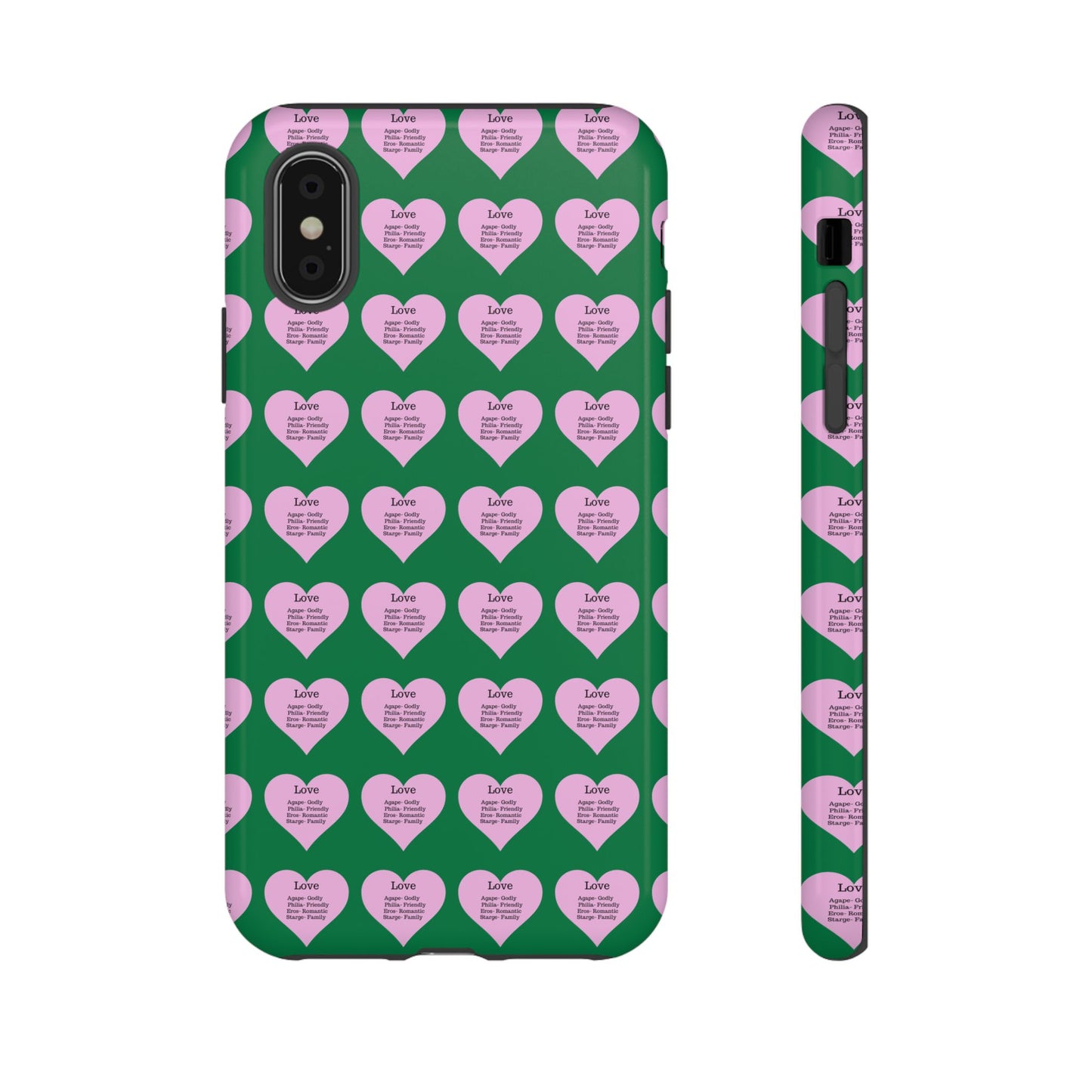 Hearts-A-Flutter Phone Case (iPhone, Google Pixel)(Dark green)