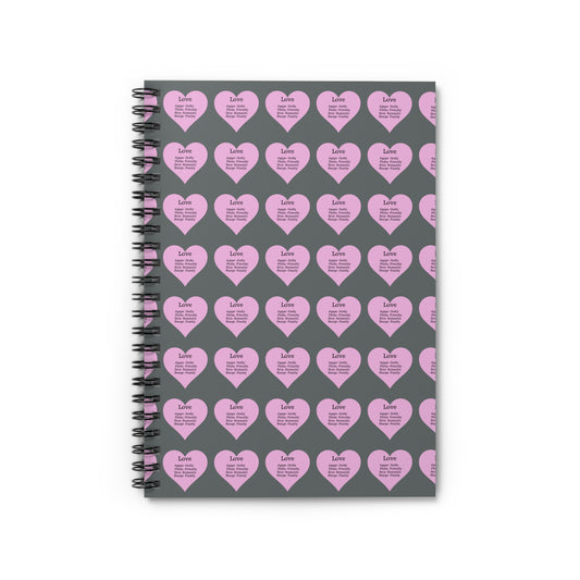 Charming Heart Spiral Notebook Pattern - Ruled Pages (Dark grey)