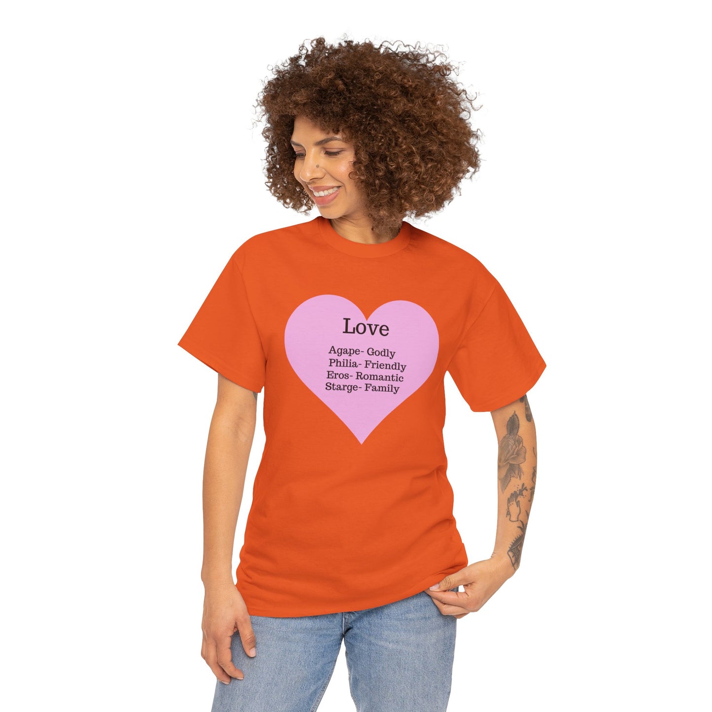 Unisex Love Heart Heavy Cotton T-Shirt - Comfortable Classic Fit Apparel
