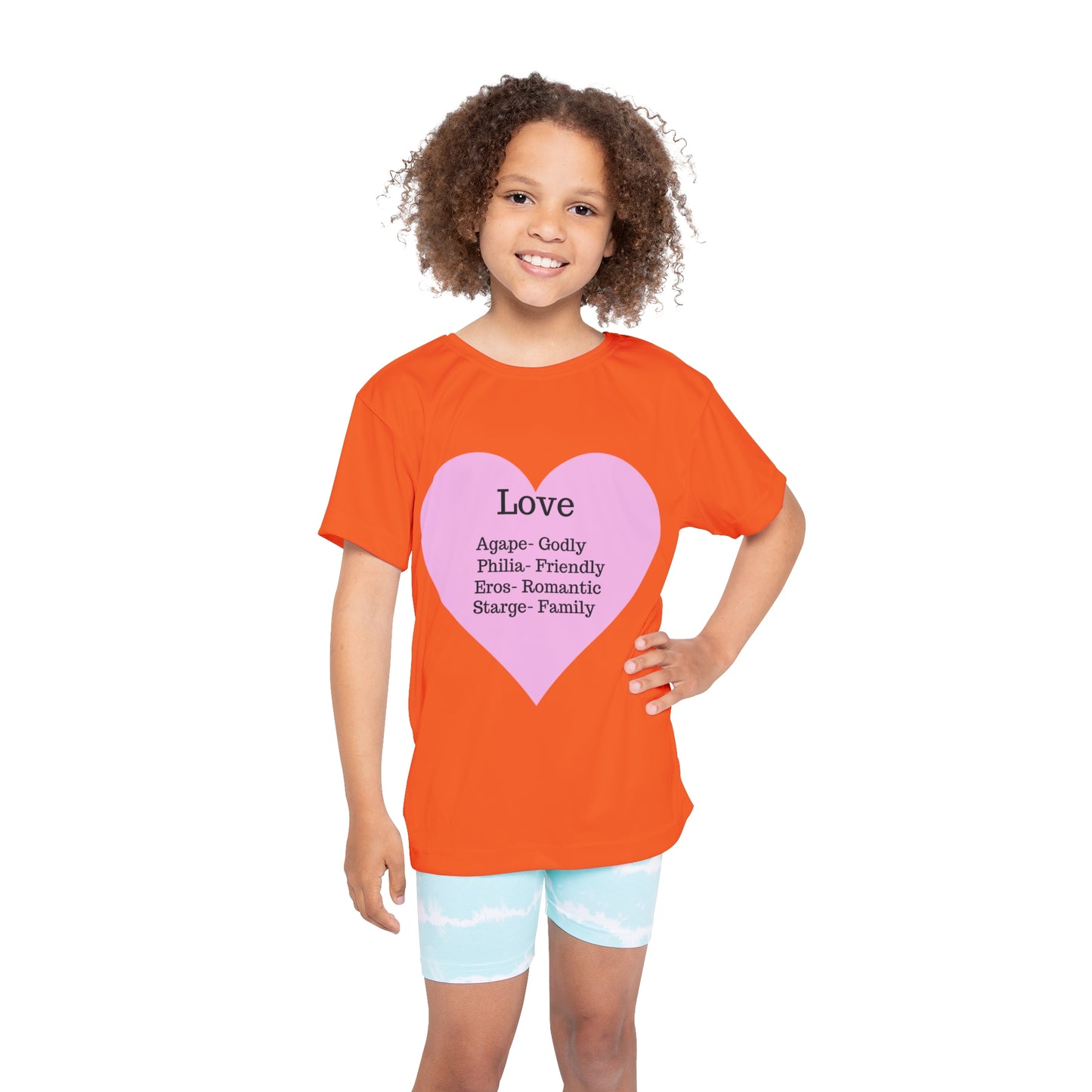 Types of Love Heart Kids Performance Jersey (Orange)