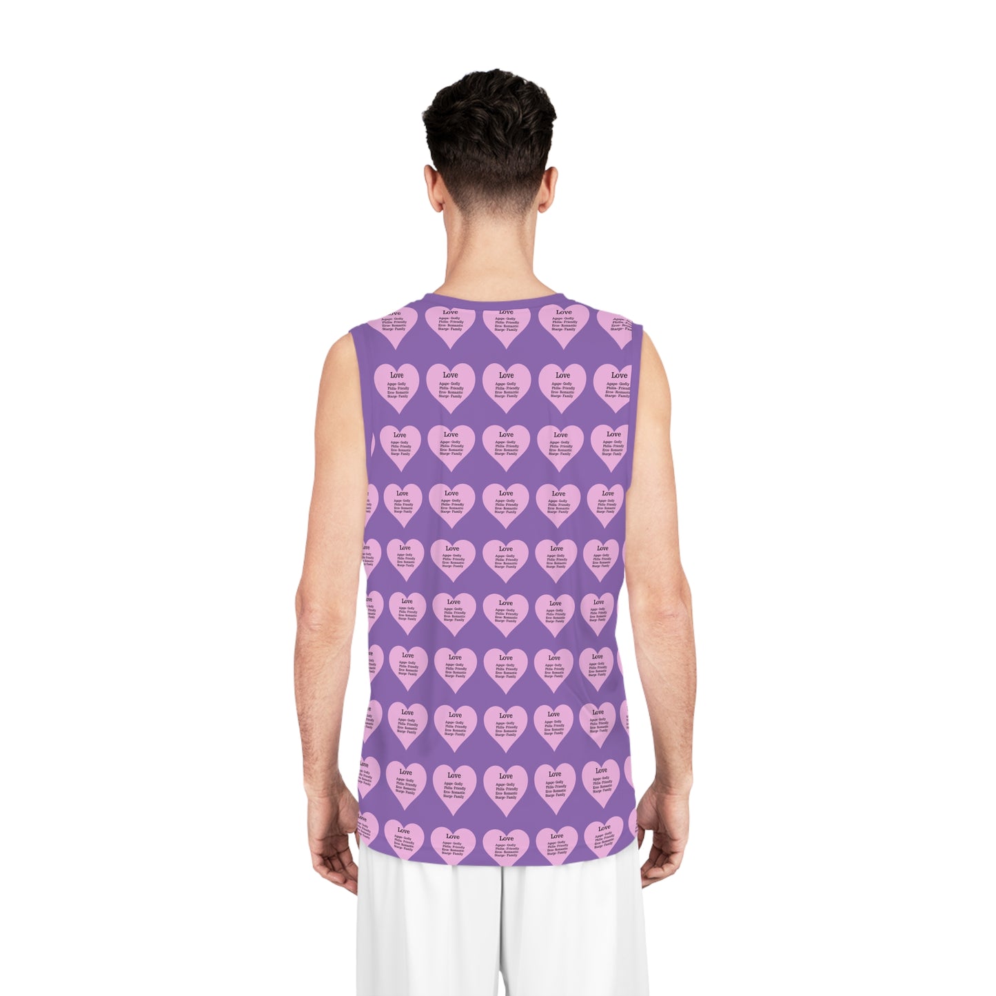 Love Heart All-Over-Print Basketball Jersey (Light Purple)