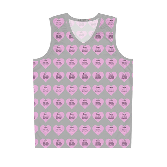 Love Heart All-Over-Print Basketball Jersey (Light Grey)