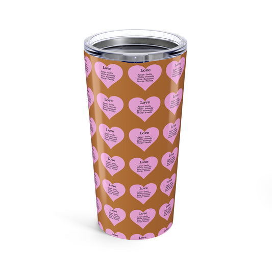 Charming Heart Insulated Stainless Steel Tumbler (20oz)(Light brown)