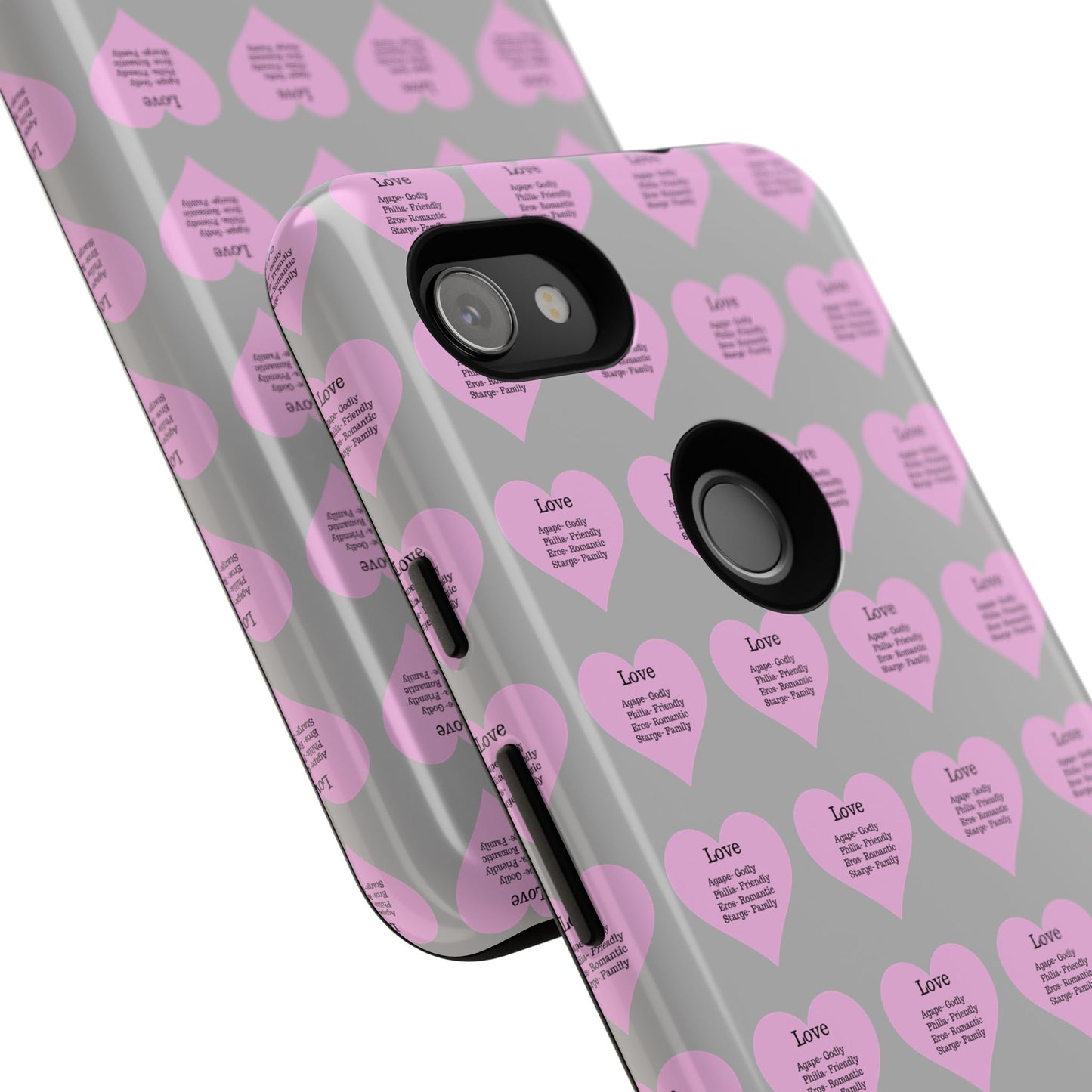 Hearts-A-Flutter Phone Case (iPhone, Google Pixel)(Light grey)