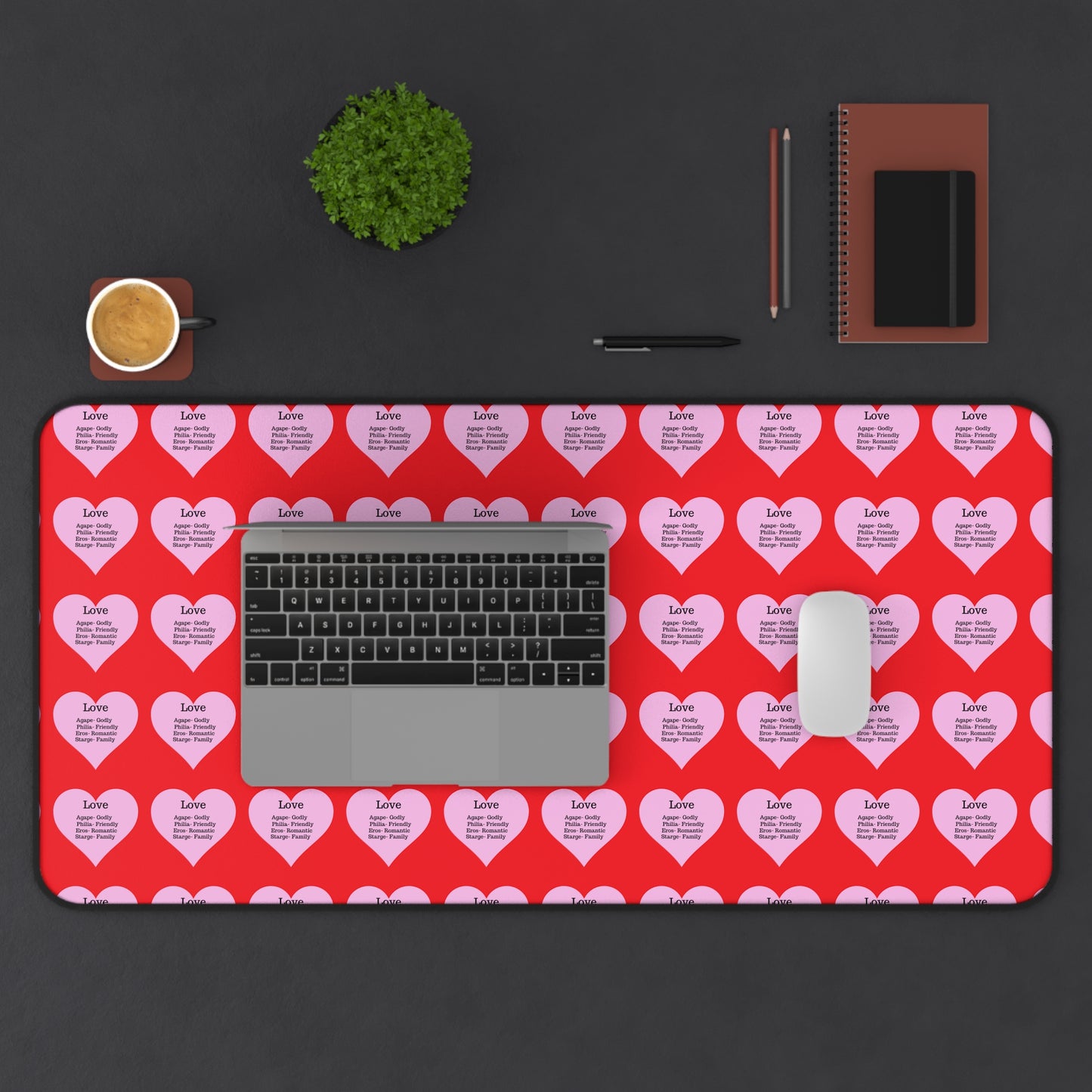 Love Hearts Desk Mat (Red)