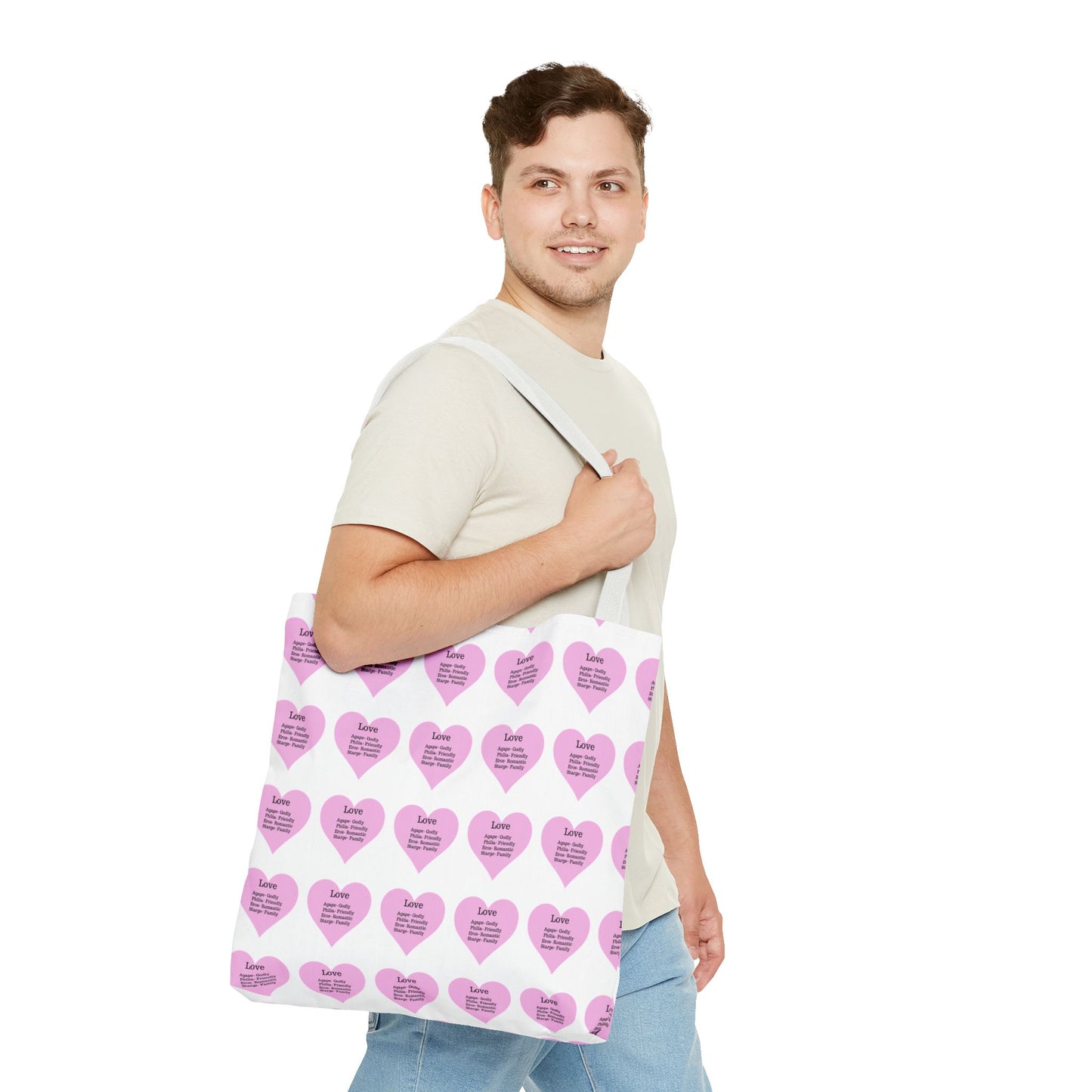 Pink Hearts Tote Bag (White)