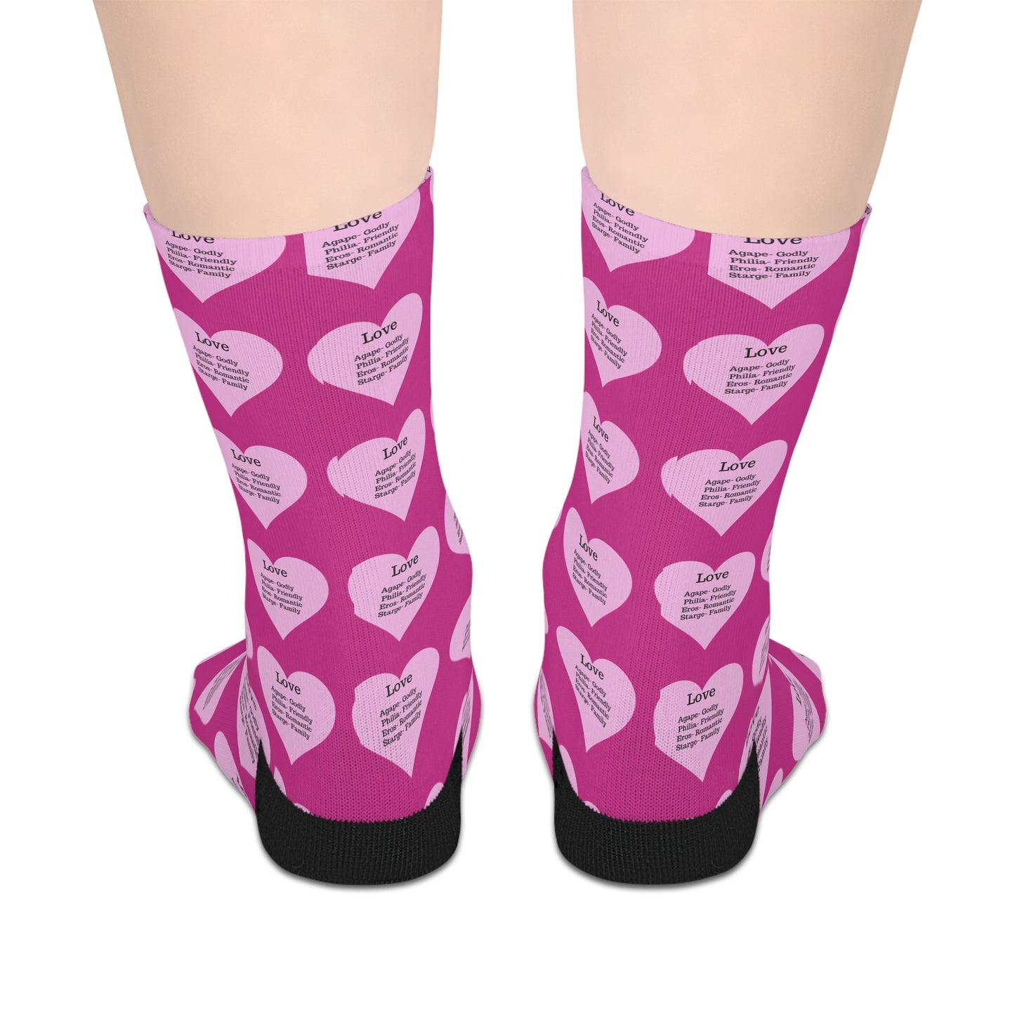 The Love Hearts Mid-Length Socks (Pink)