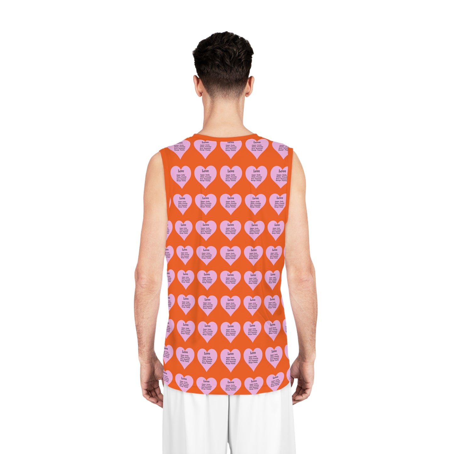 Love Heart All-Over-Print Basketball Jersey (Orange)