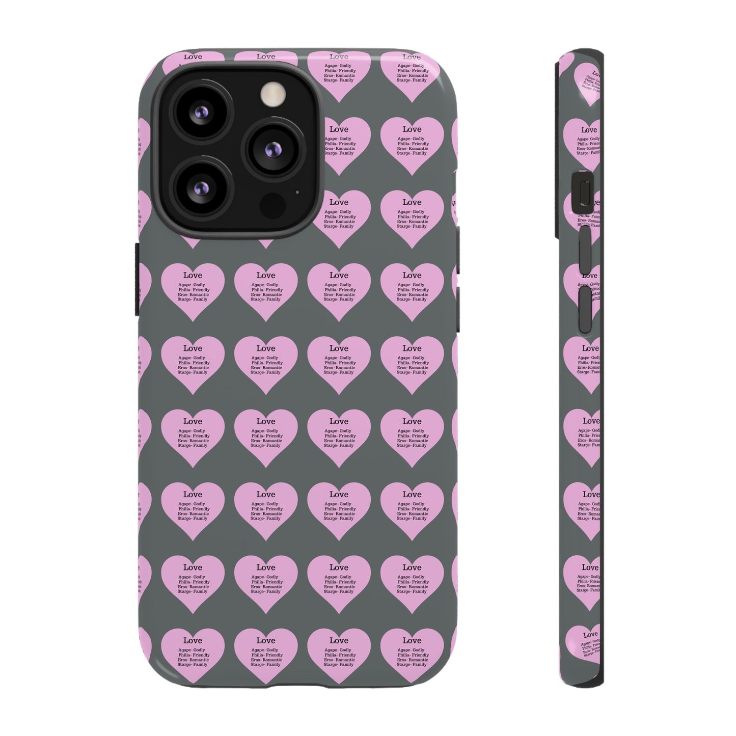 Hearts-A-Flutter Phone Case (iPhone, Google Pixel)(Dark grey)