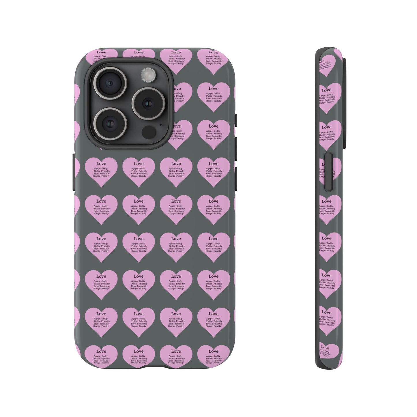 Hearts-A-Flutter Phone Case (iPhone, Google Pixel)(Dark grey)