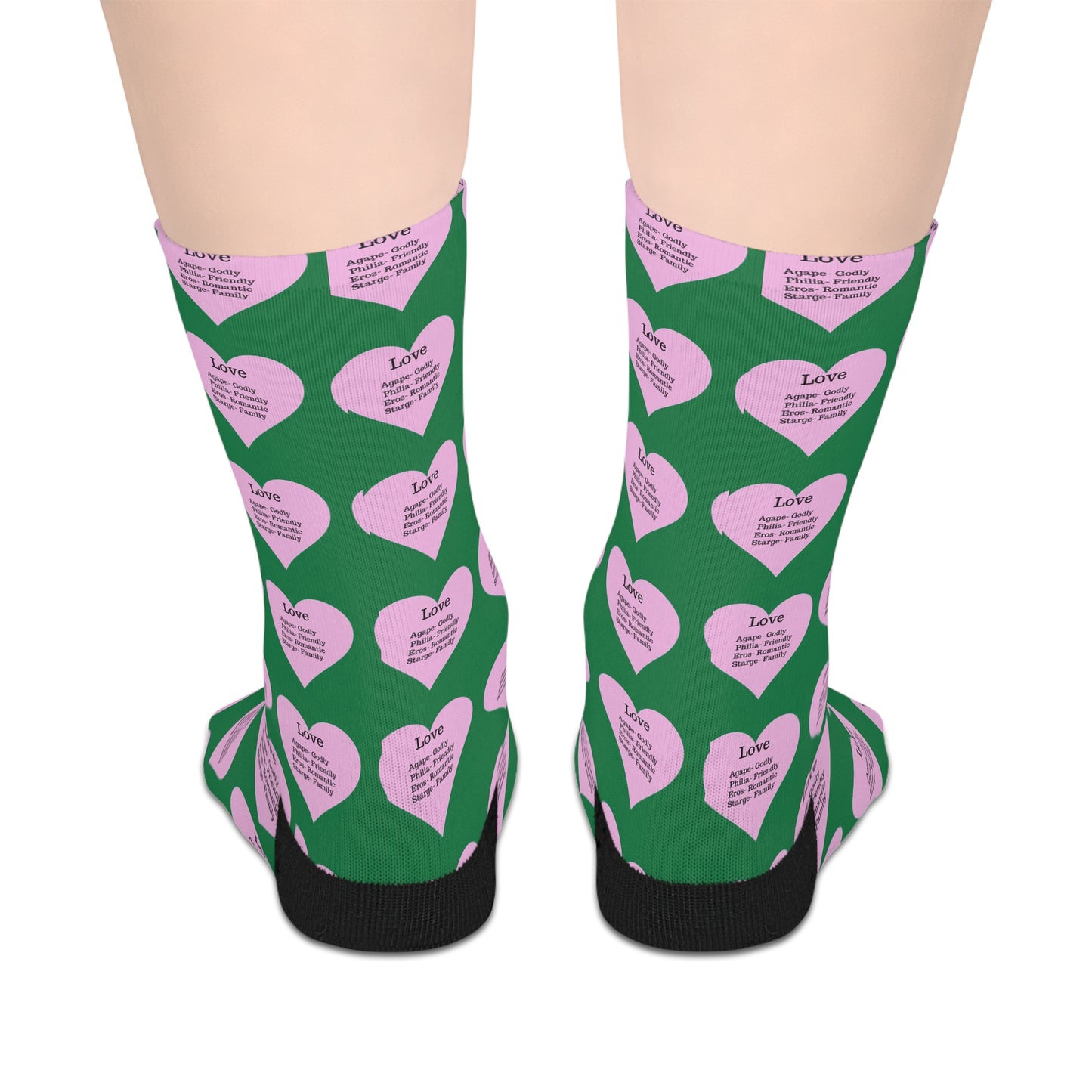 The Love Hearts Mid-Length Socks (Dark green)
