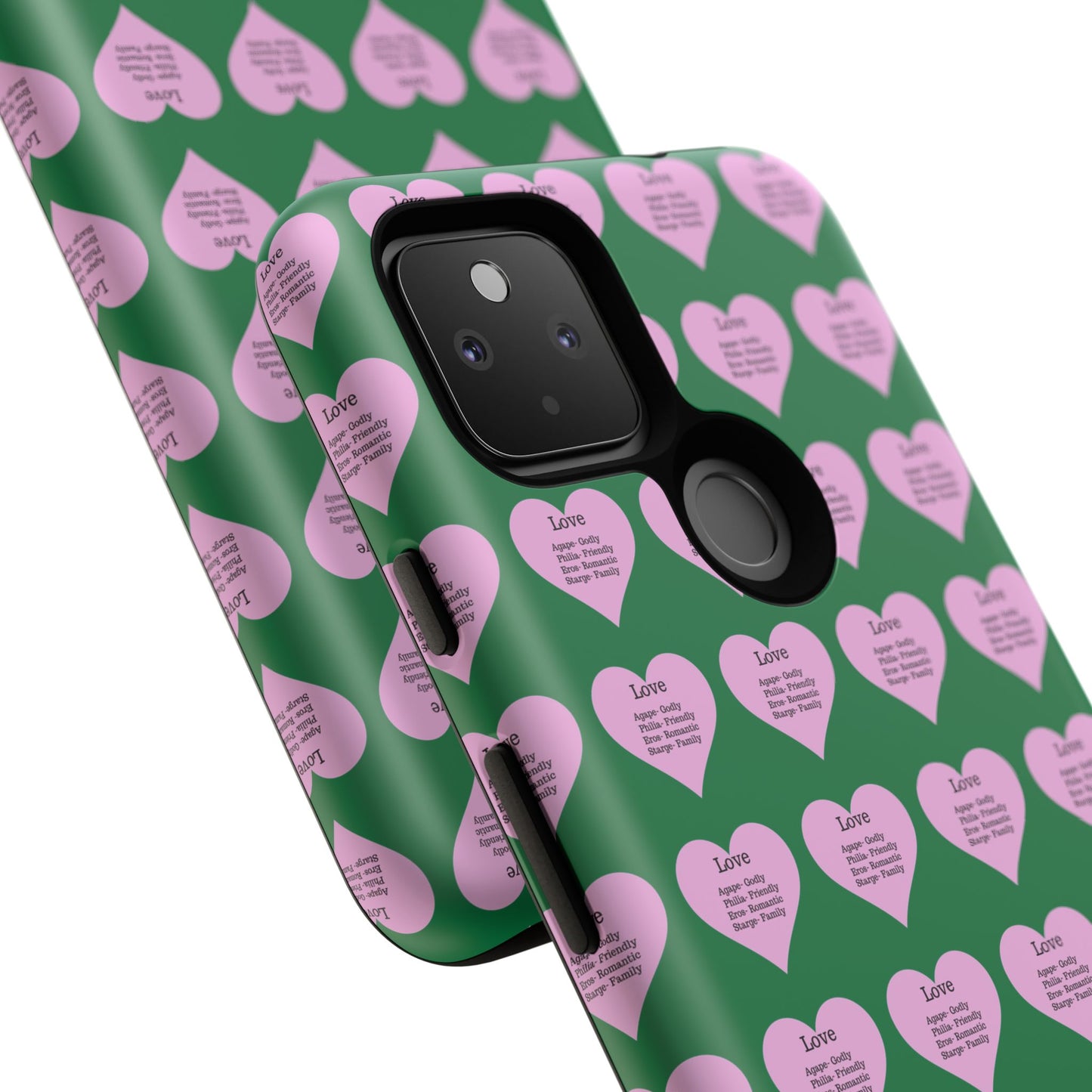 Hearts-A-Flutter Phone Case (iPhone, Google Pixel)(Dark green)