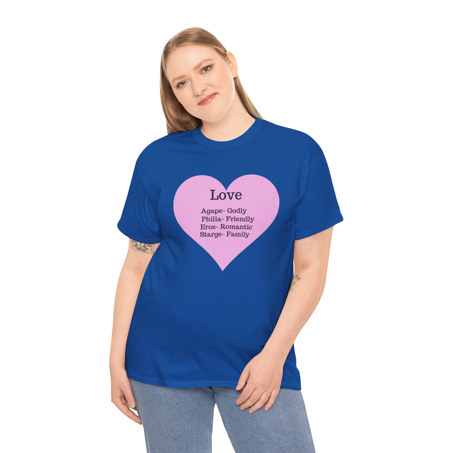 Unisex Love Heart Heavy Cotton T-Shirt - Comfortable Classic Fit Apparel