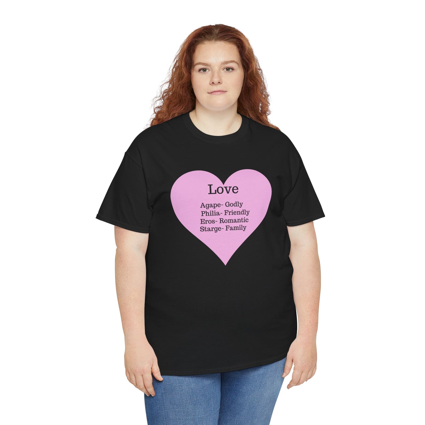 Unisex Love Heart Heavy Cotton T-Shirt - Comfortable Classic Fit Apparel