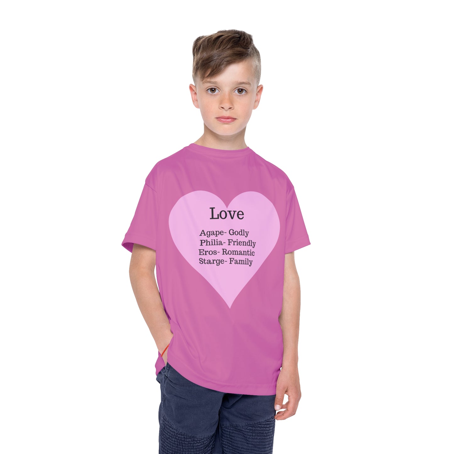 Types of Love Heart Kids Performance Jersey (Light pink)