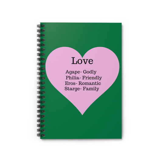 Charming Heart Spiral Notebook - Ruled Pages (Dark green)