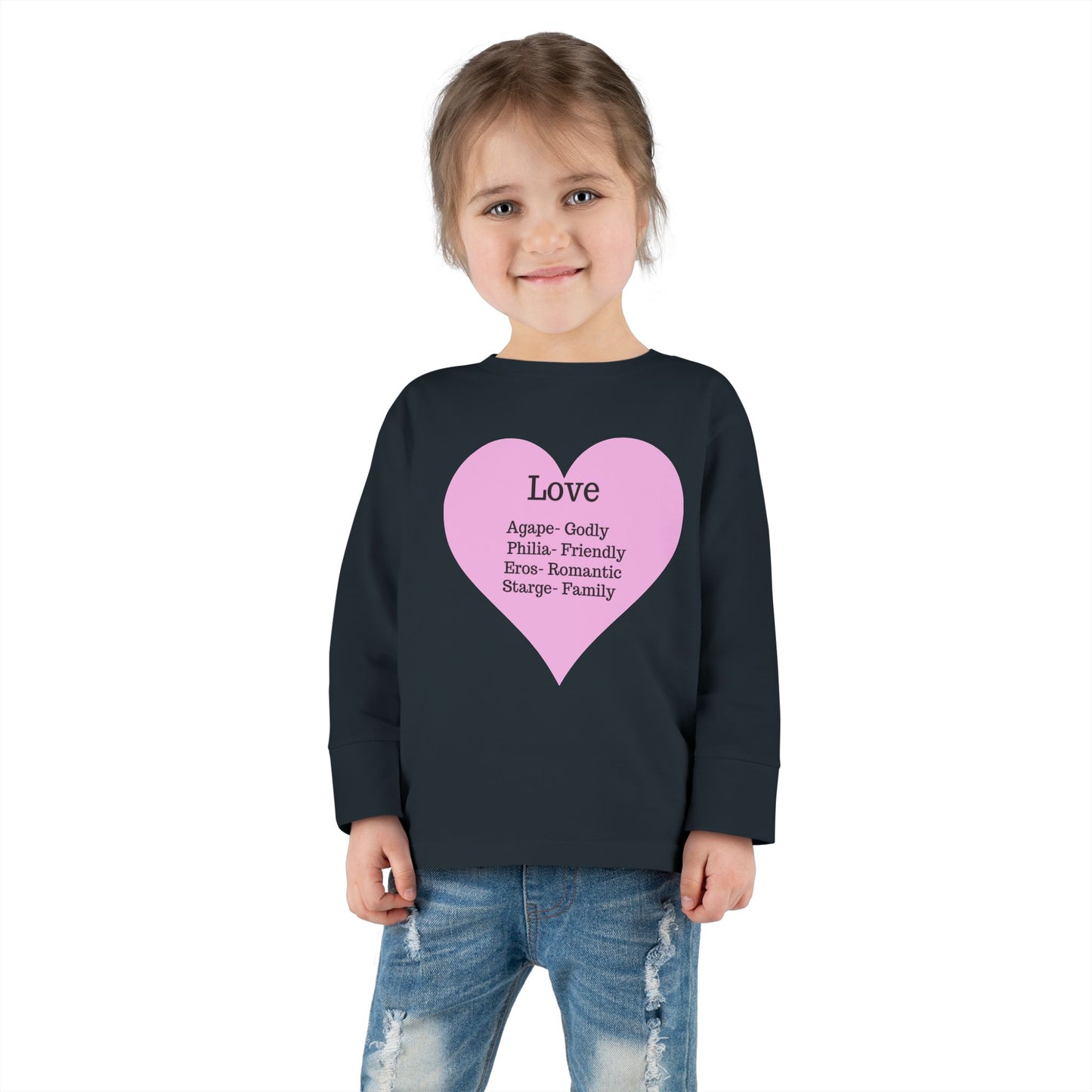 Types of Love Heart Toddler Long Sleeve Tee