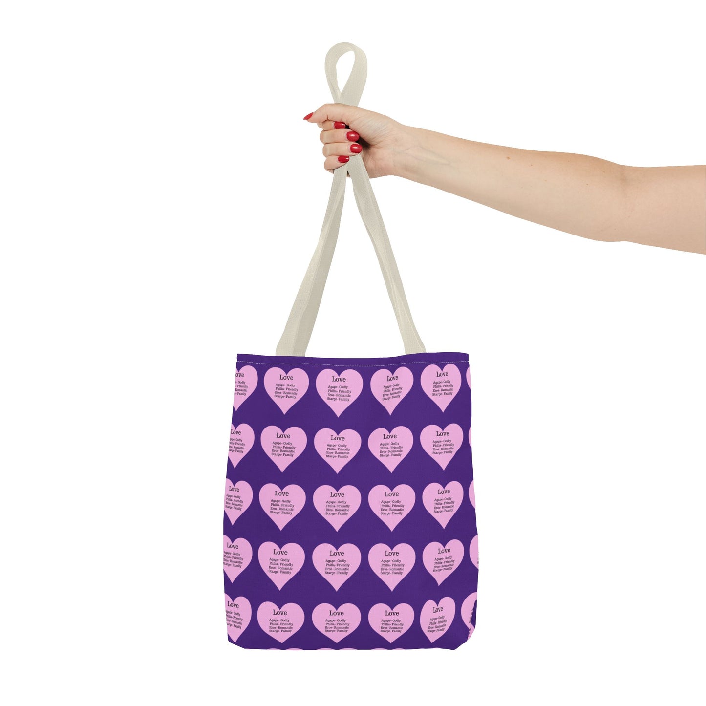 Pink Hearts Tote Bag (Purple)