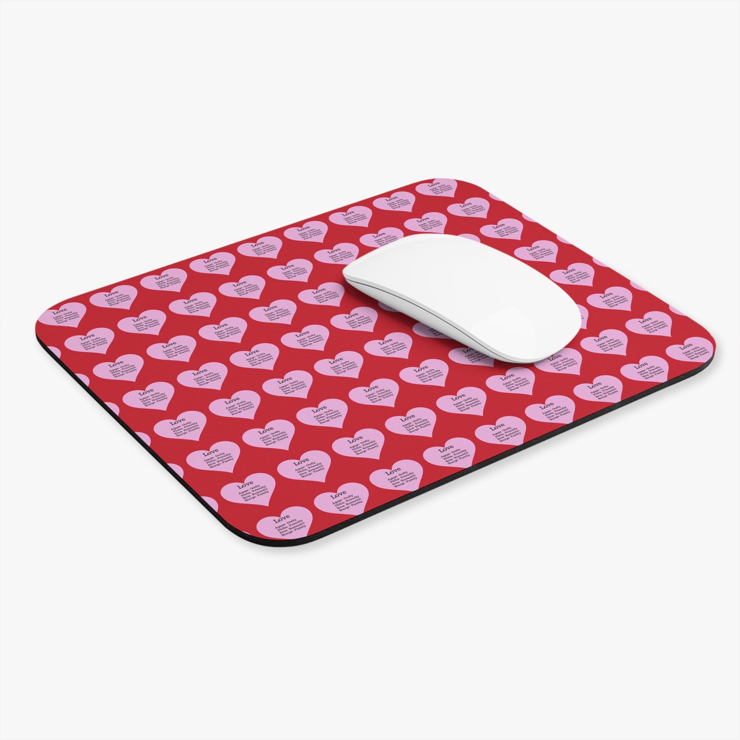 The Four Loves Mouse Pad Pattern Look (Dark red)