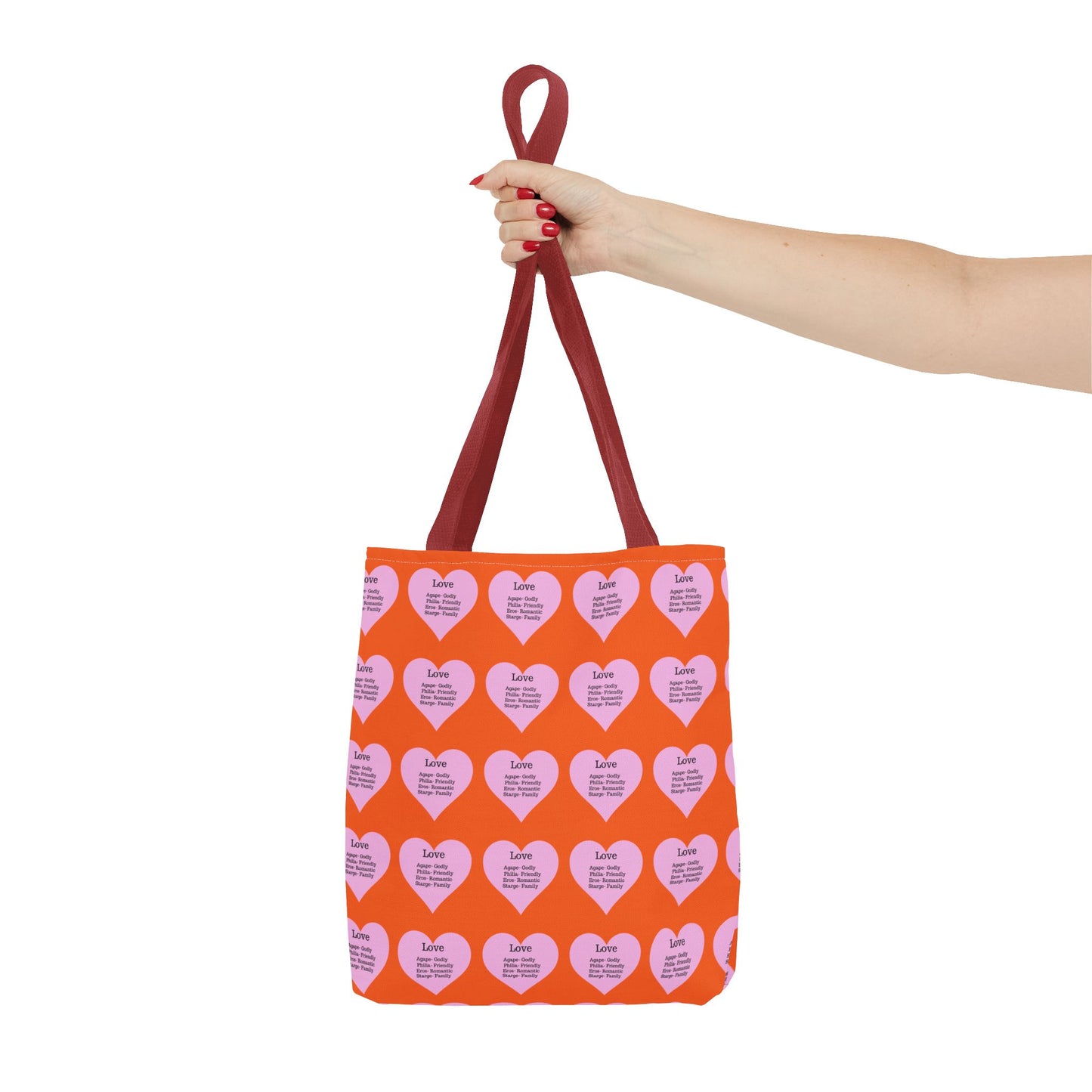 Pink Hearts Tote Bag (Orange)