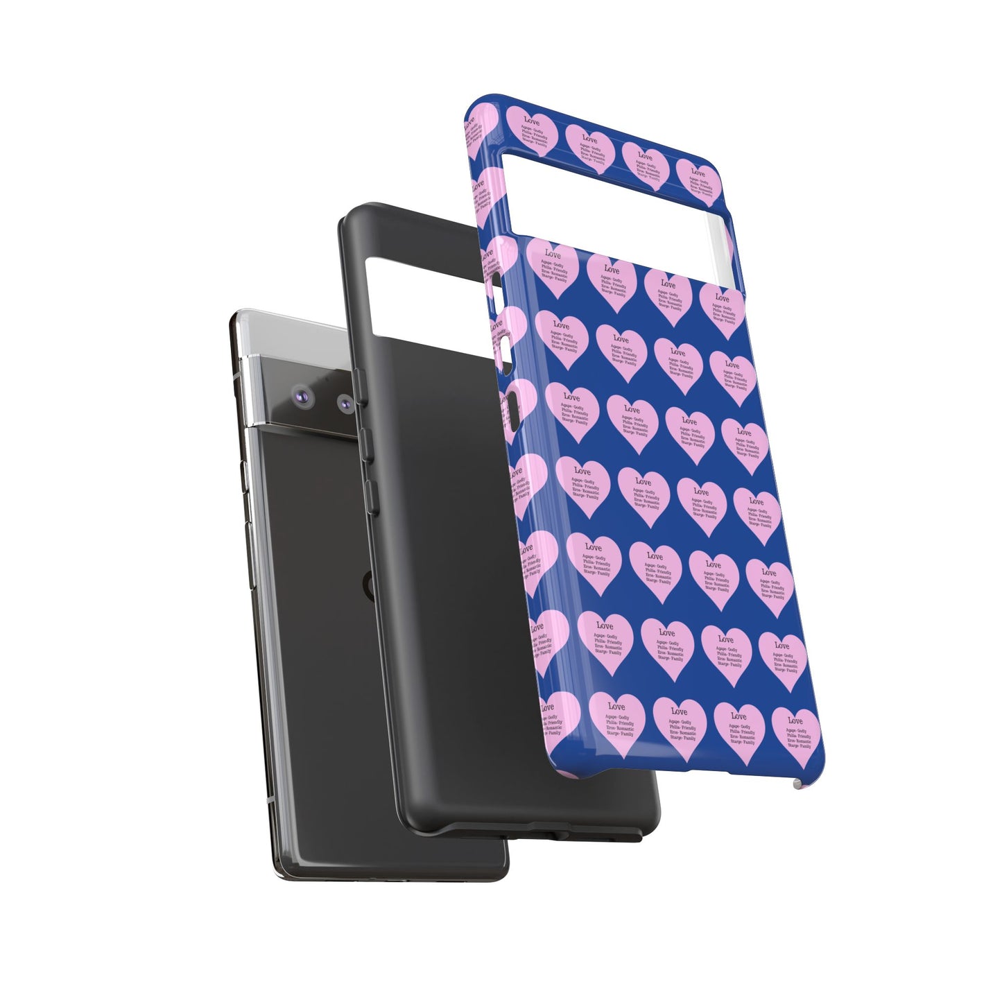 Hearts-A-Flutter Phone Case (iPhone, Google Pixel)(Dark blue)