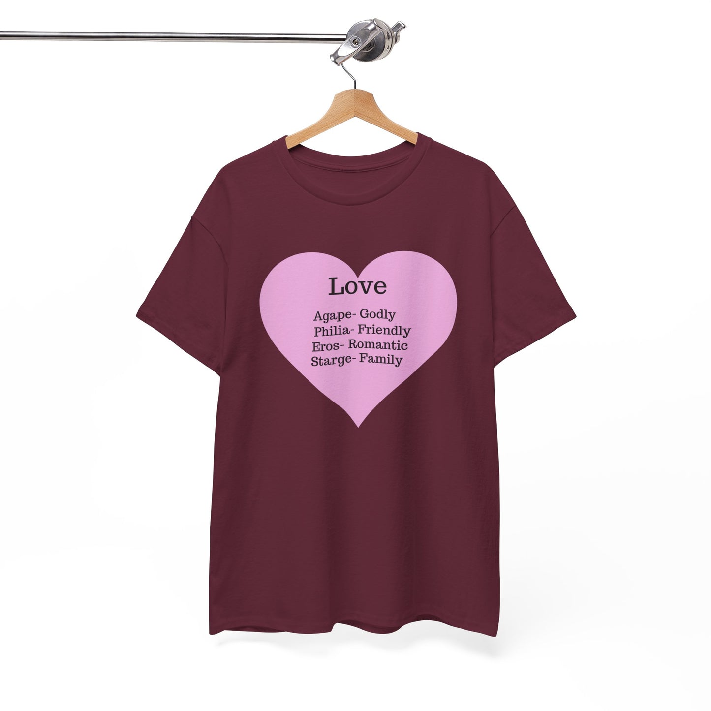 Unisex Love Heart Heavy Cotton T-Shirt - Comfortable Classic Fit Apparel