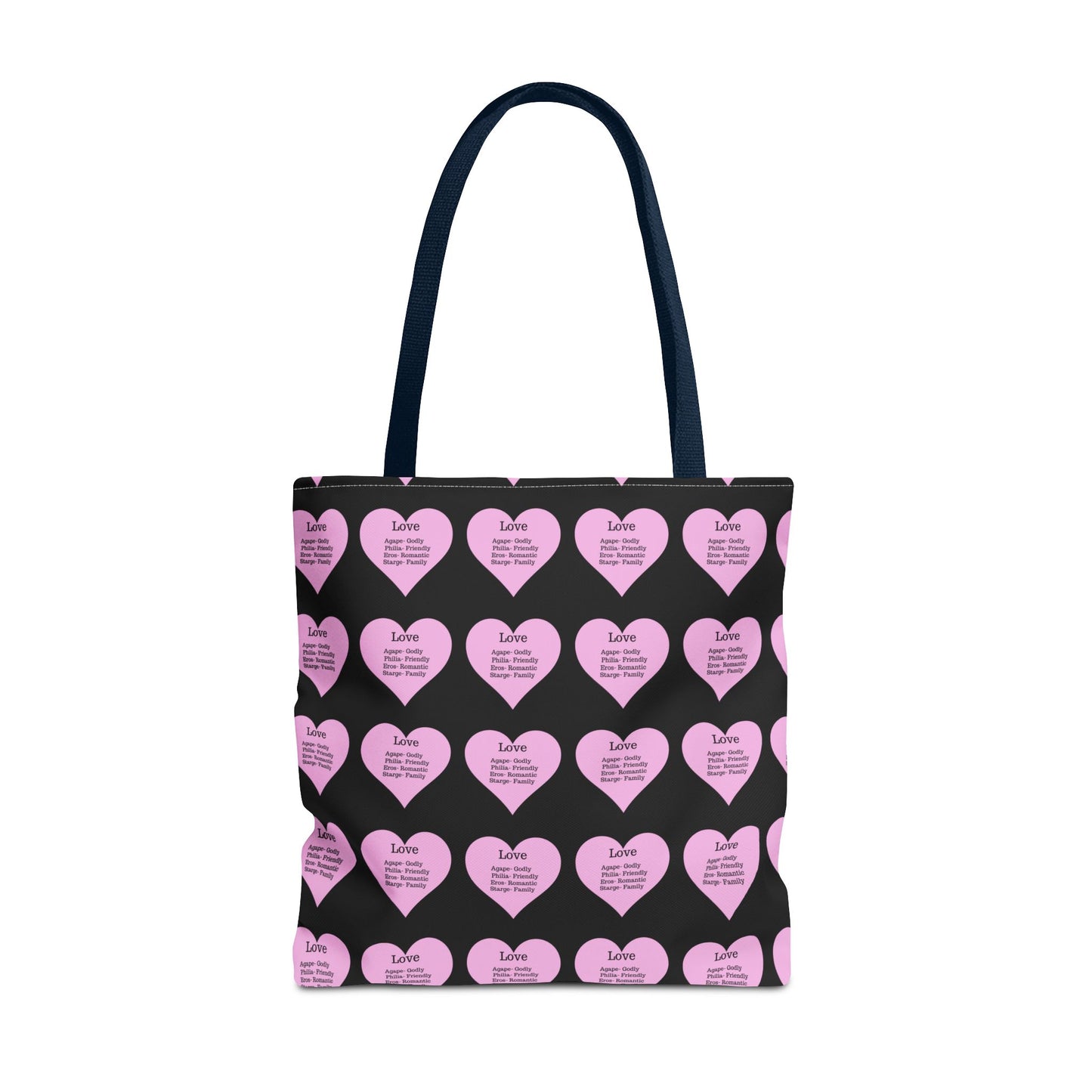 Pink Hearts Tote Bag (Black)