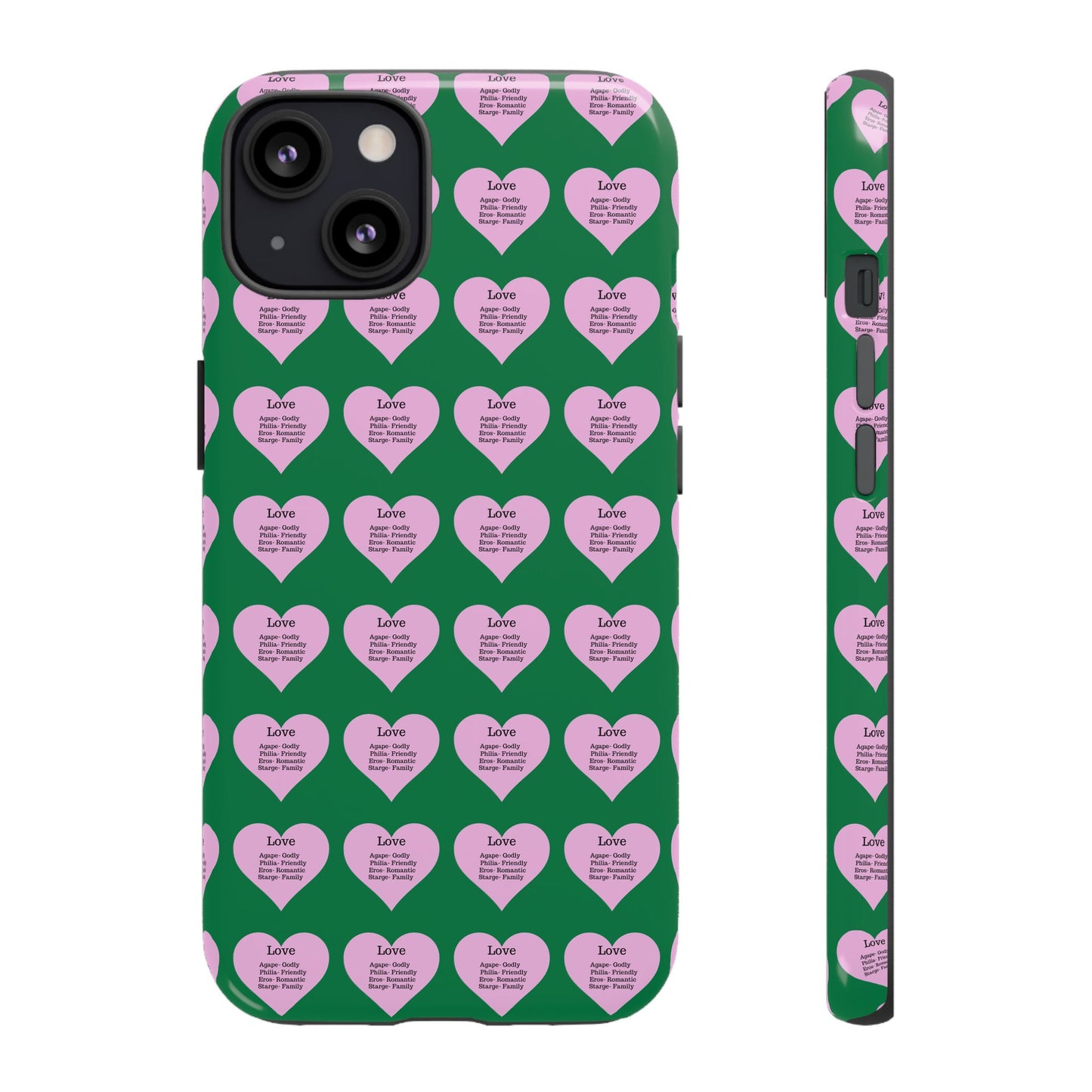 Hearts-A-Flutter Phone Case (iPhone, Google Pixel)(Dark green)