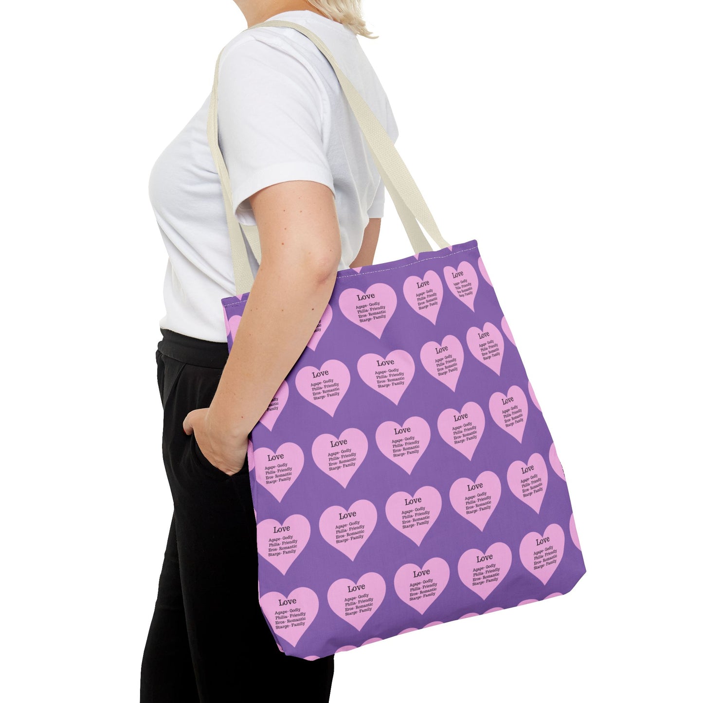 Pink Hearts Tote Bag (Light purple)