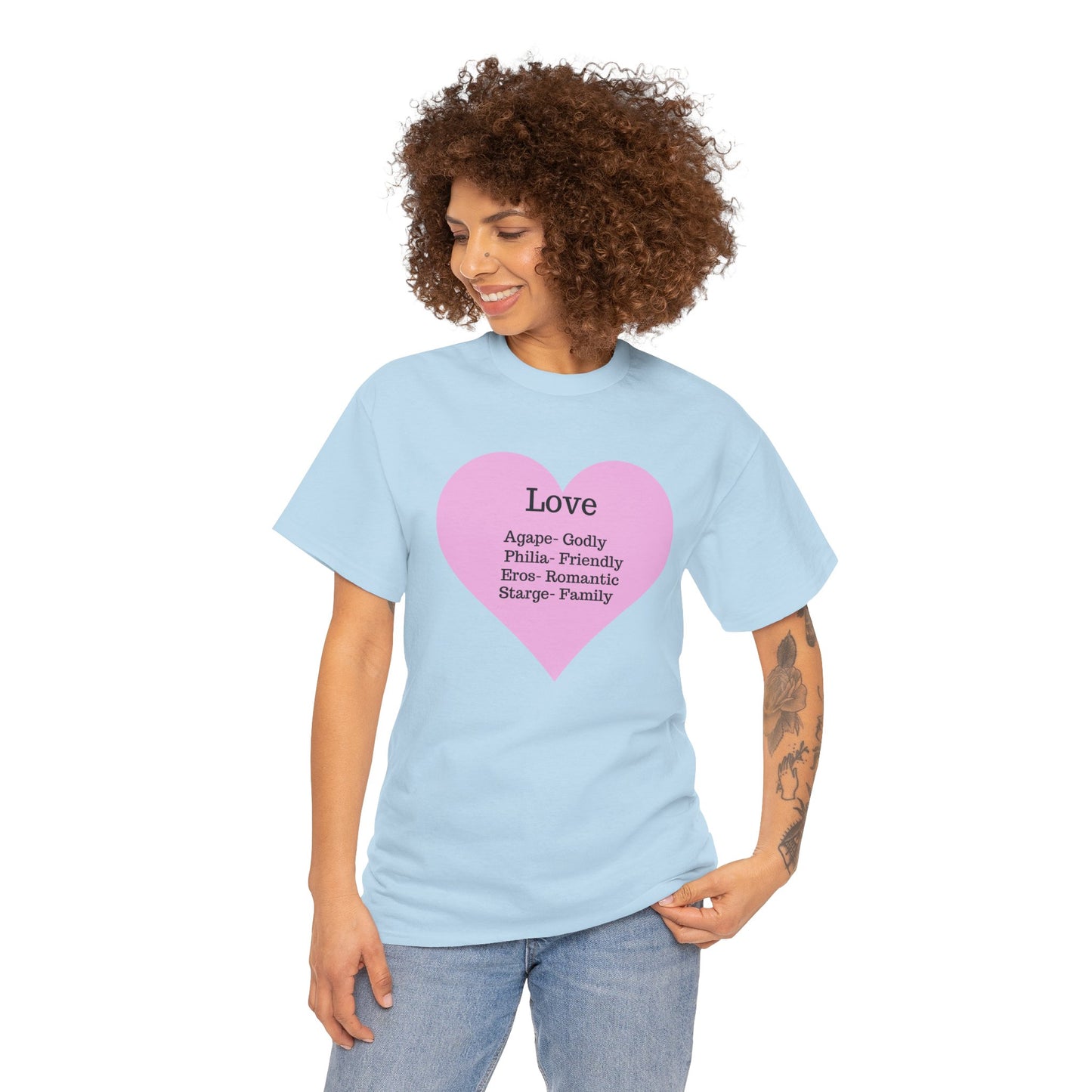 Unisex Love Heart Heavy Cotton T-Shirt - Comfortable Classic Fit Apparel