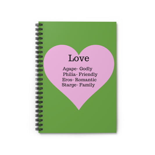 Charming Heart Spiral Notebook - Ruled Pages (Green)