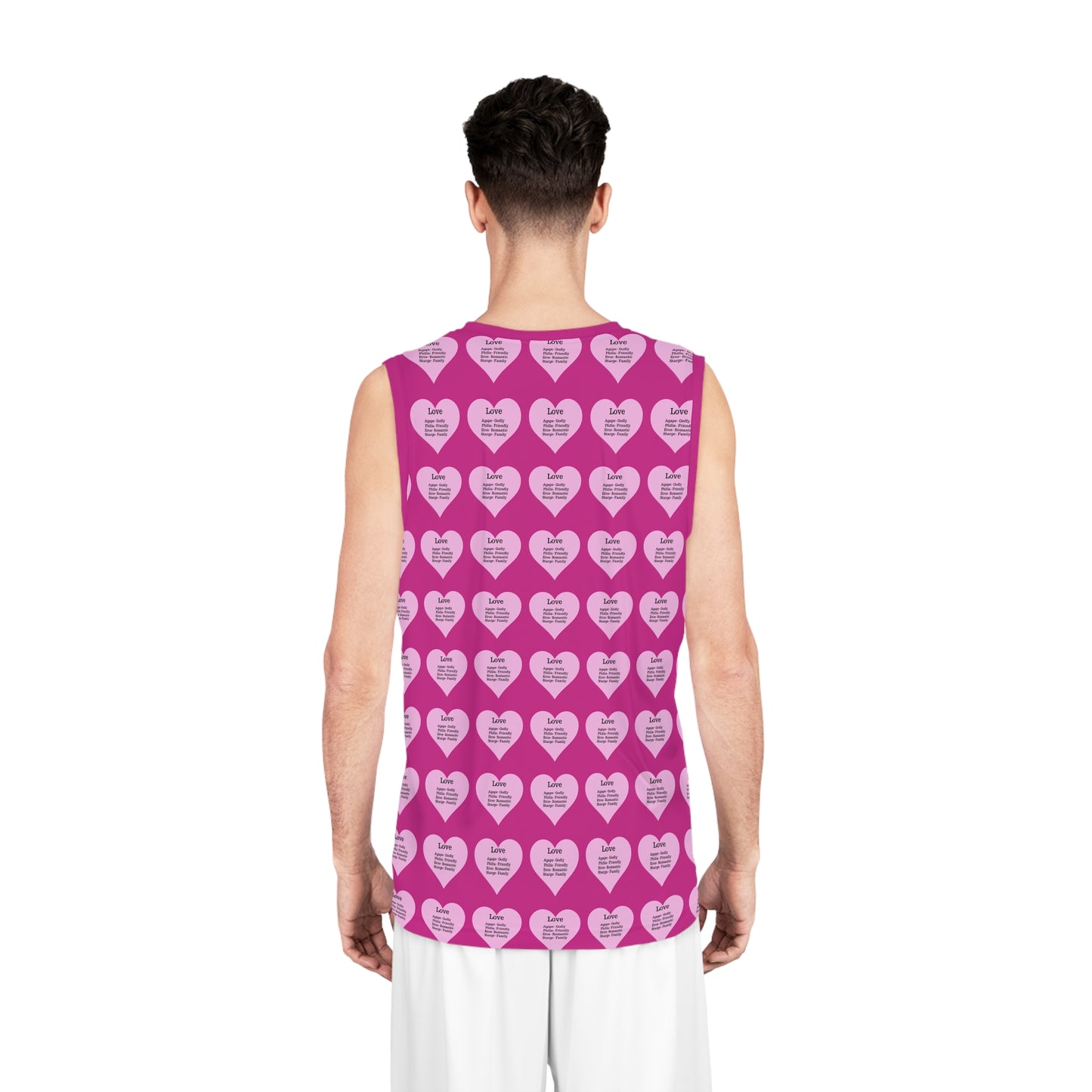 Love Heart All-Over-Print Basketball Jersey (Pink)