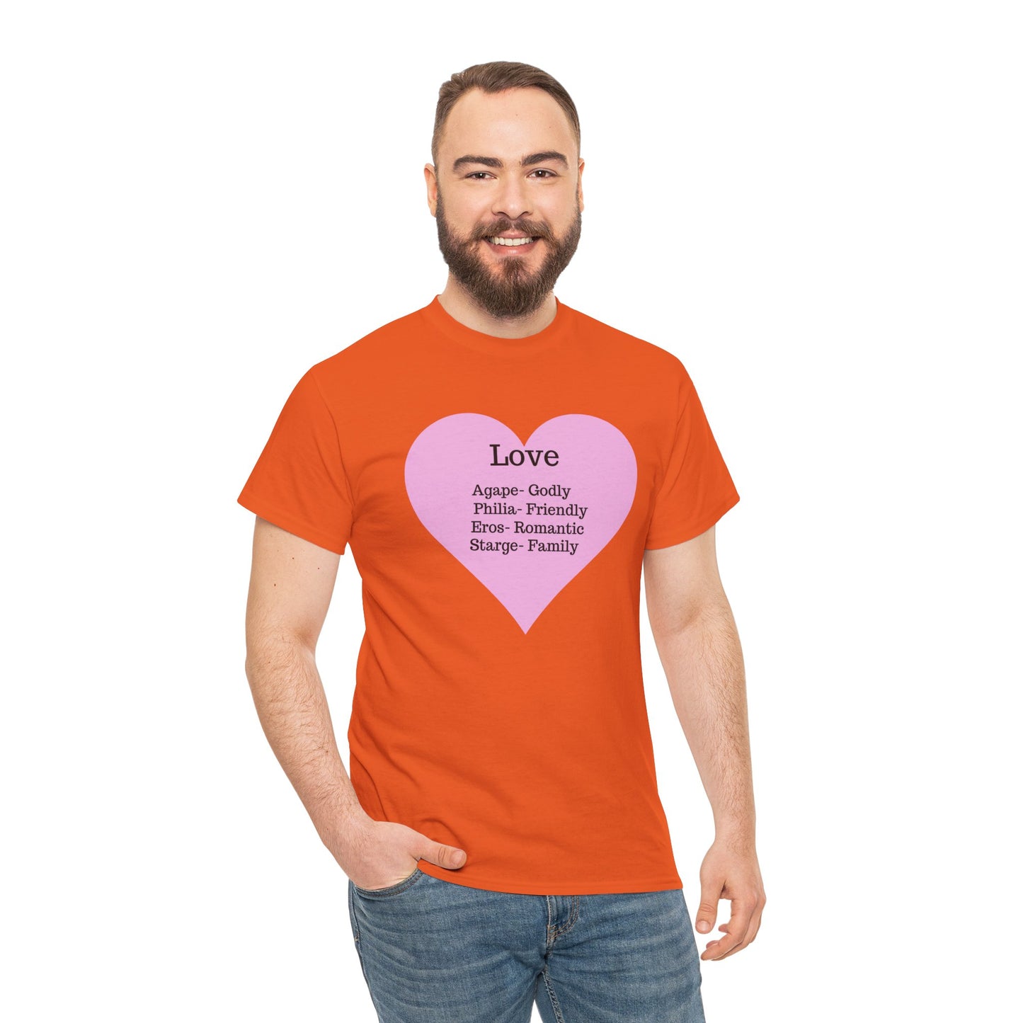 Unisex Love Heart Heavy Cotton T-Shirt - Comfortable Classic Fit Apparel