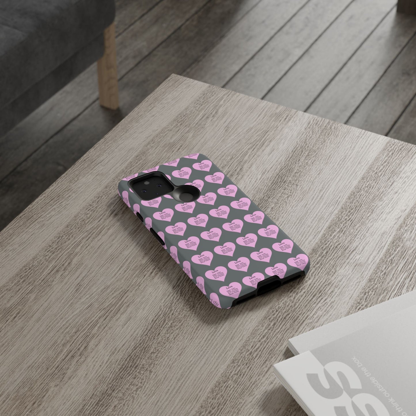 Hearts-A-Flutter Phone Case (iPhone, Google Pixel)(Dark grey)