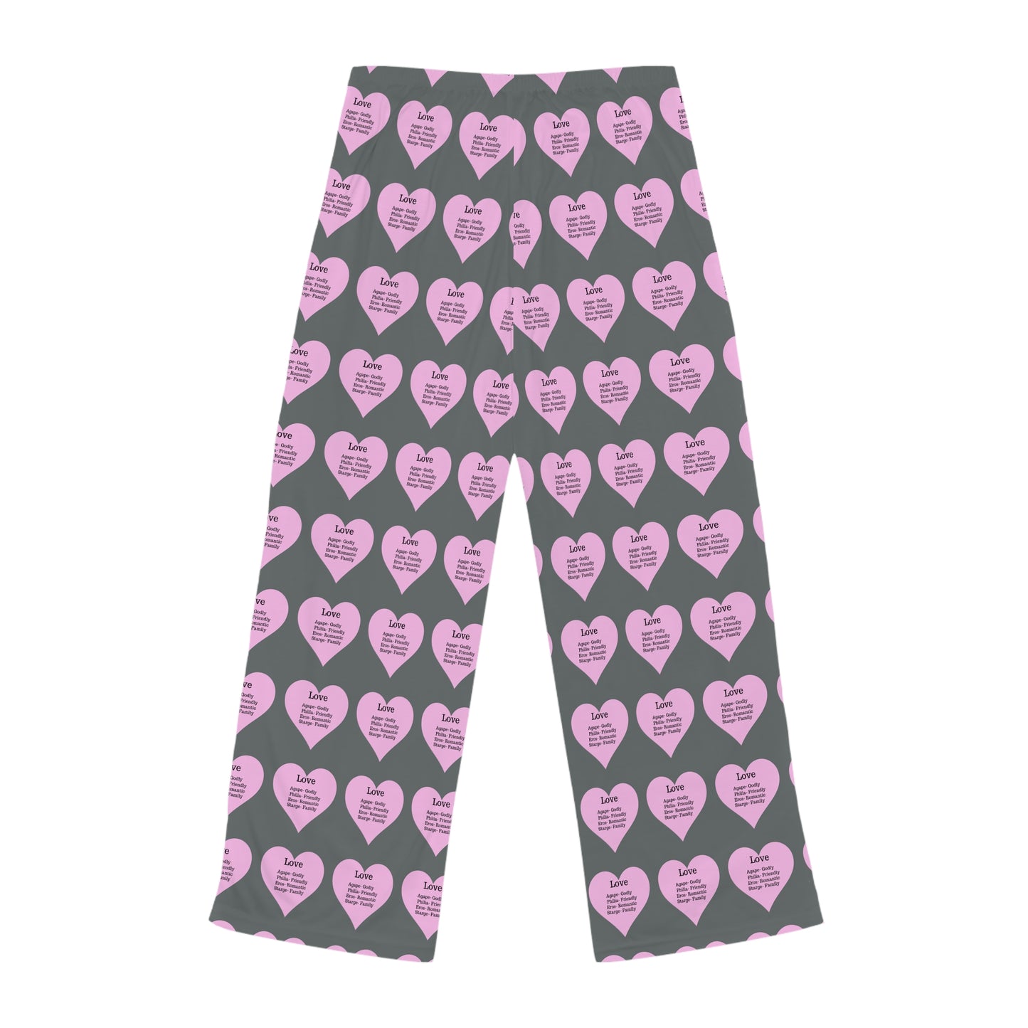 Cozy Heart Print Women's Pajama Pants (Dark Grey)