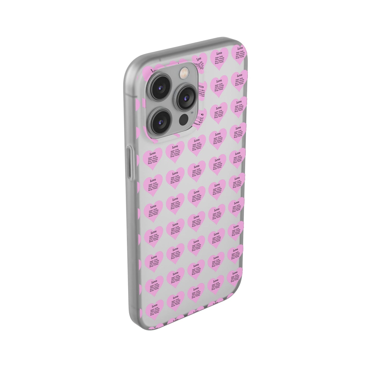 Pink Hearts Transparent Phone Case