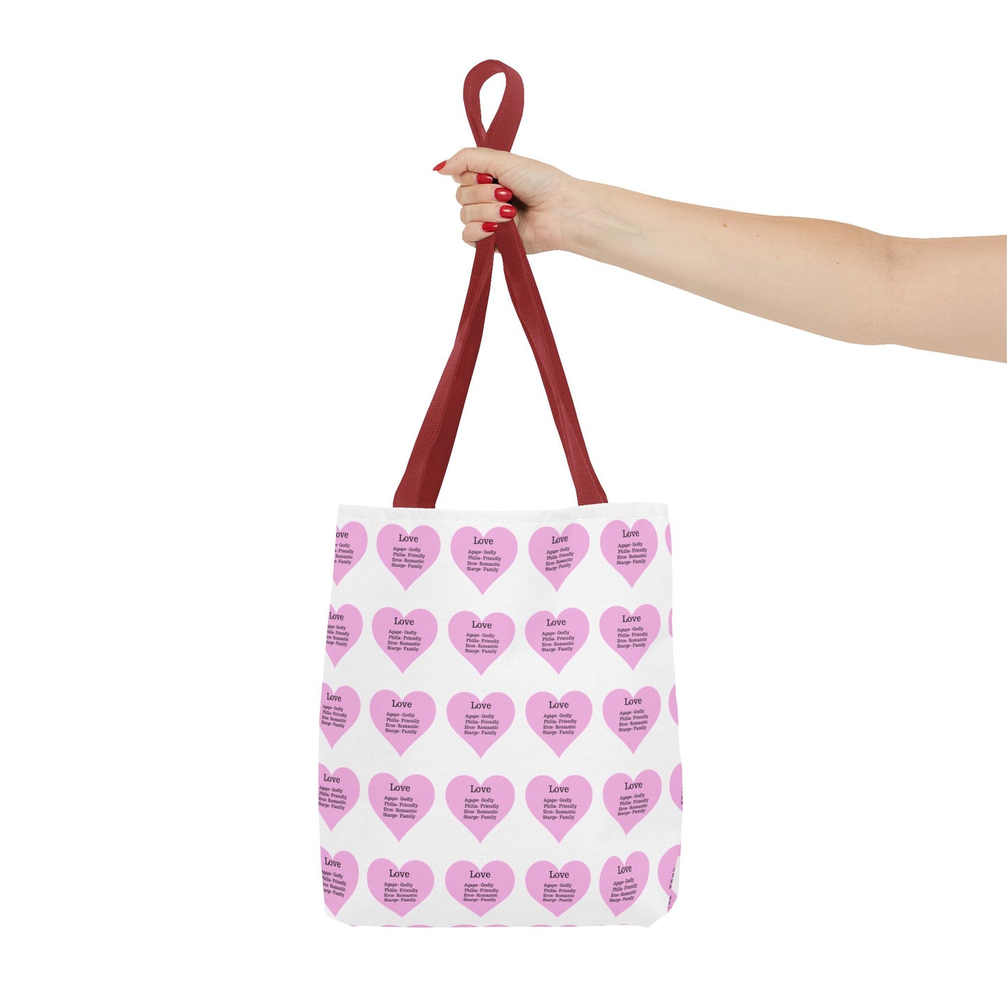 Pink Hearts Tote Bag (White)