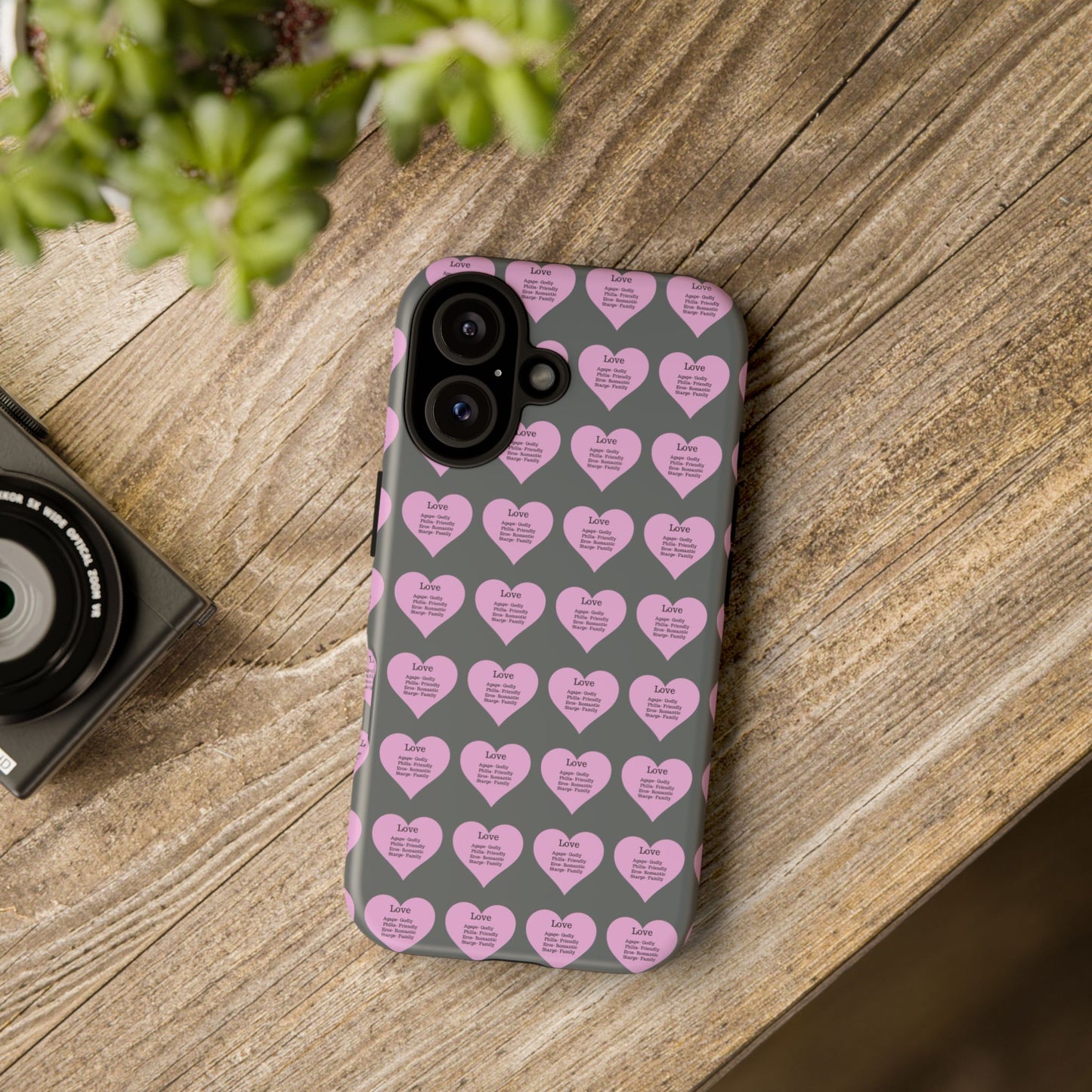 Hearts-A-Flutter Phone Case (iPhone, Google Pixel)(Dark grey)