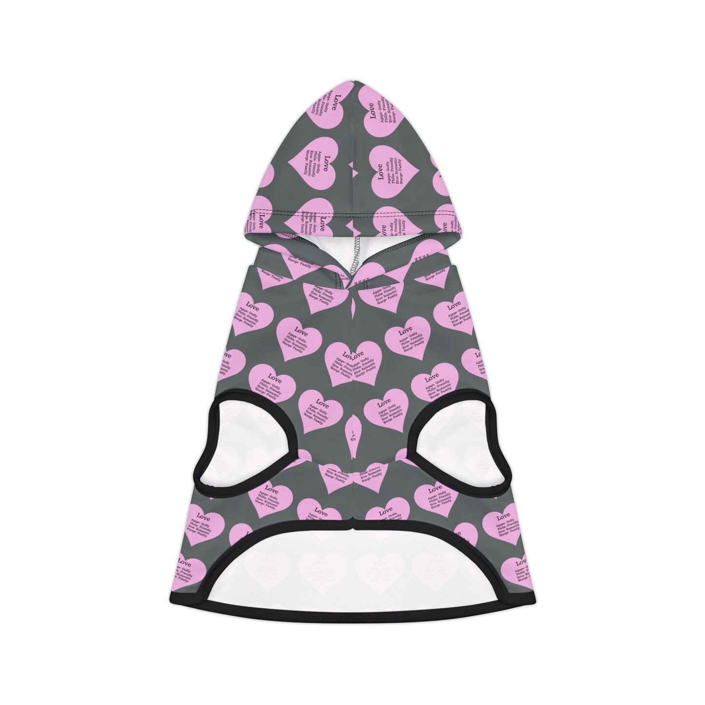 Charming Heart Pet Hoodie Pattern (Dark grey)
