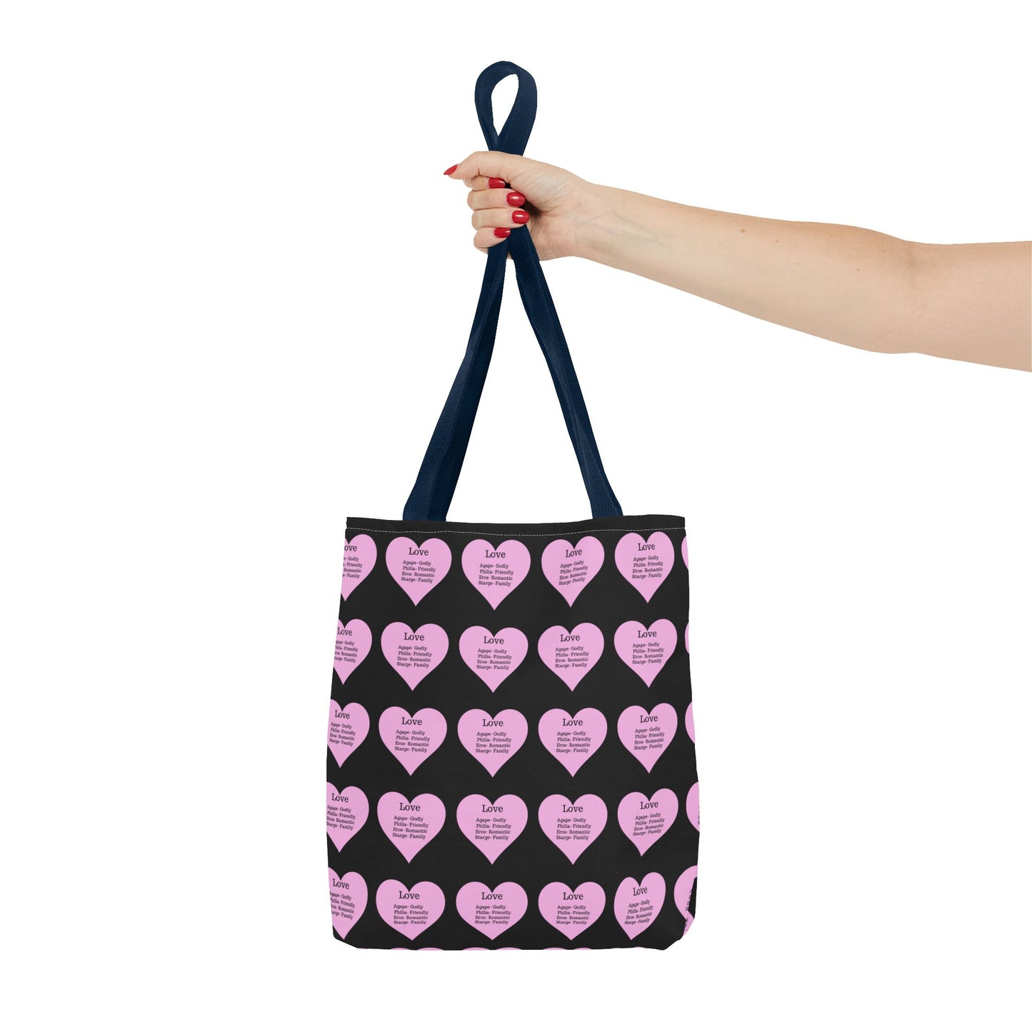 Pink Hearts Tote Bag (Black)