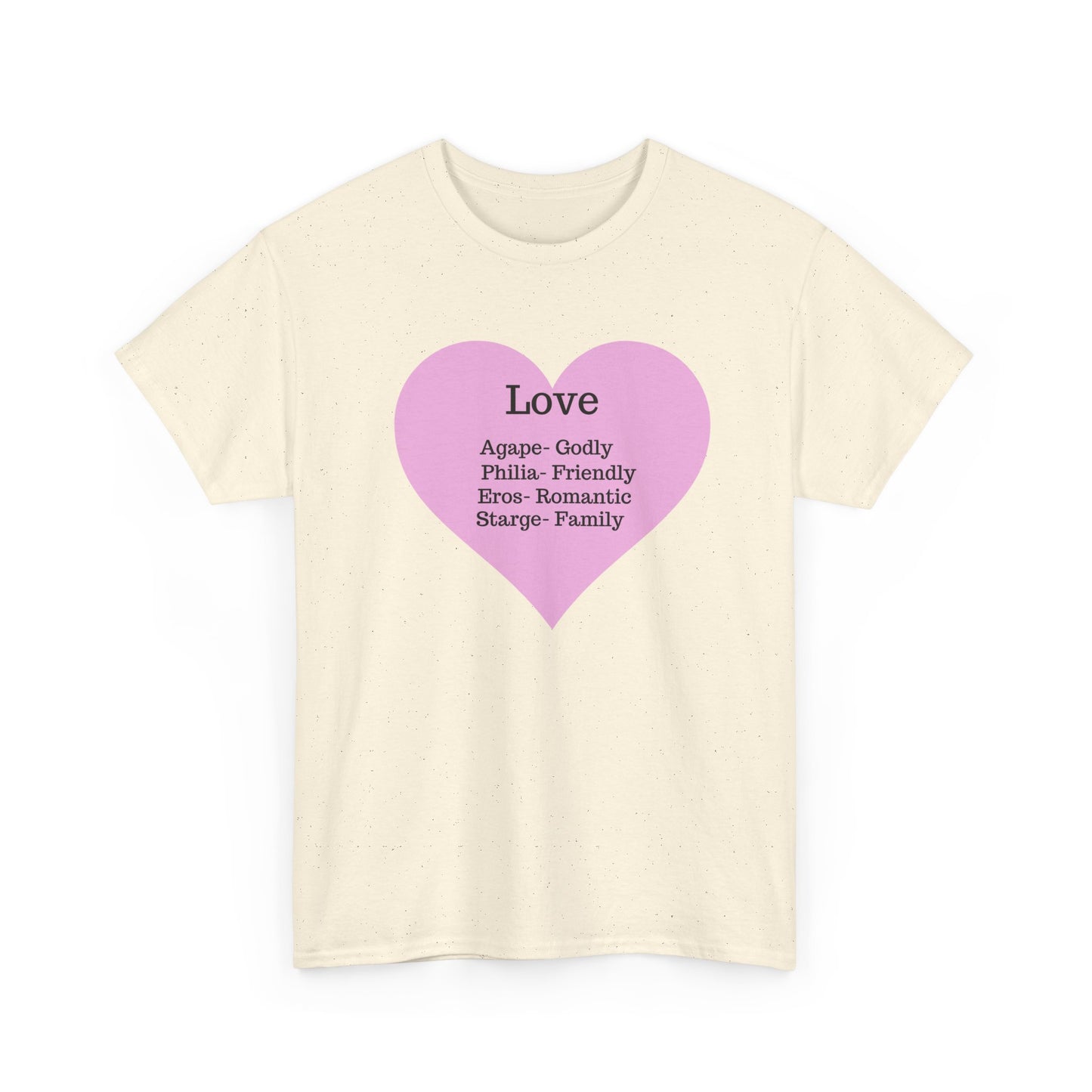 Unisex Love Heart Heavy Cotton T-Shirt - Comfortable Classic Fit Apparel