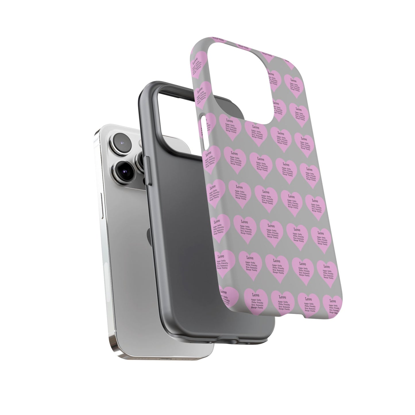 Hearts-A-Flutter Phone Case (iPhone, Google Pixel)(Light grey)