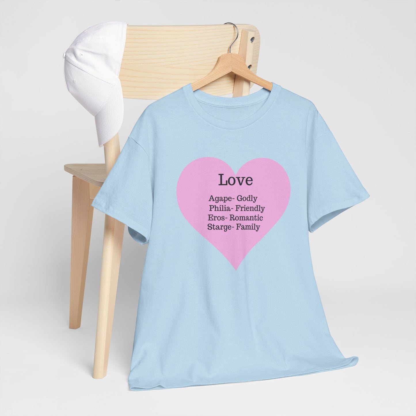 Unisex Love Heart Heavy Cotton T-Shirt - Comfortable Classic Fit Apparel
