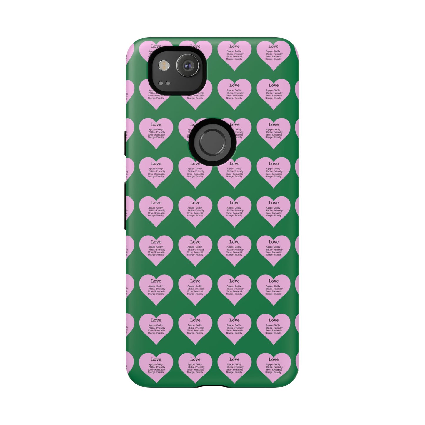 Hearts-A-Flutter Phone Case (iPhone, Google Pixel)(Dark green)