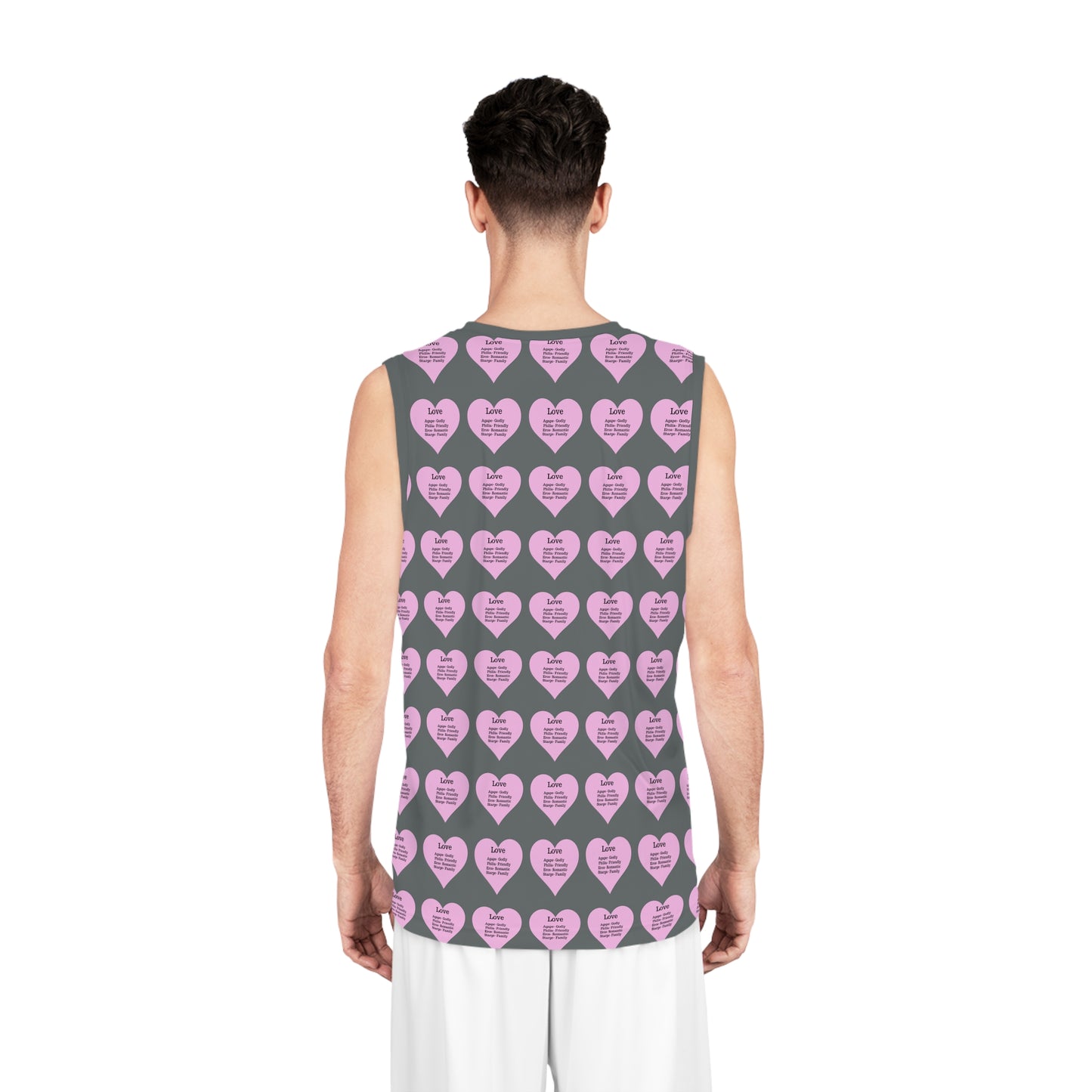 Love Heart All-Over-Print Basketball Jersey (Dark Grey)