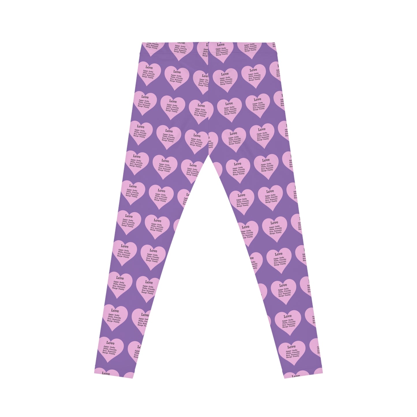 Playful Pink Heart Print Women's Casual Leggings (Light Purple)